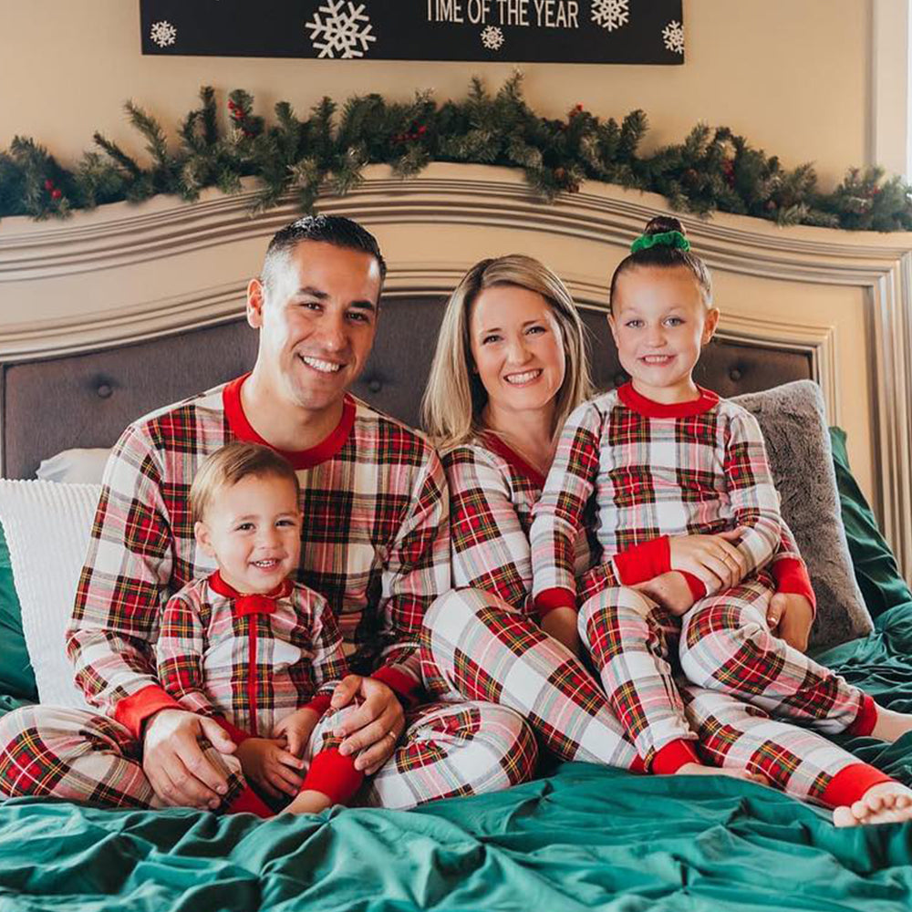 Tartan Plaid Matching Family Christmas Pajamas-Dog Pajamas Included