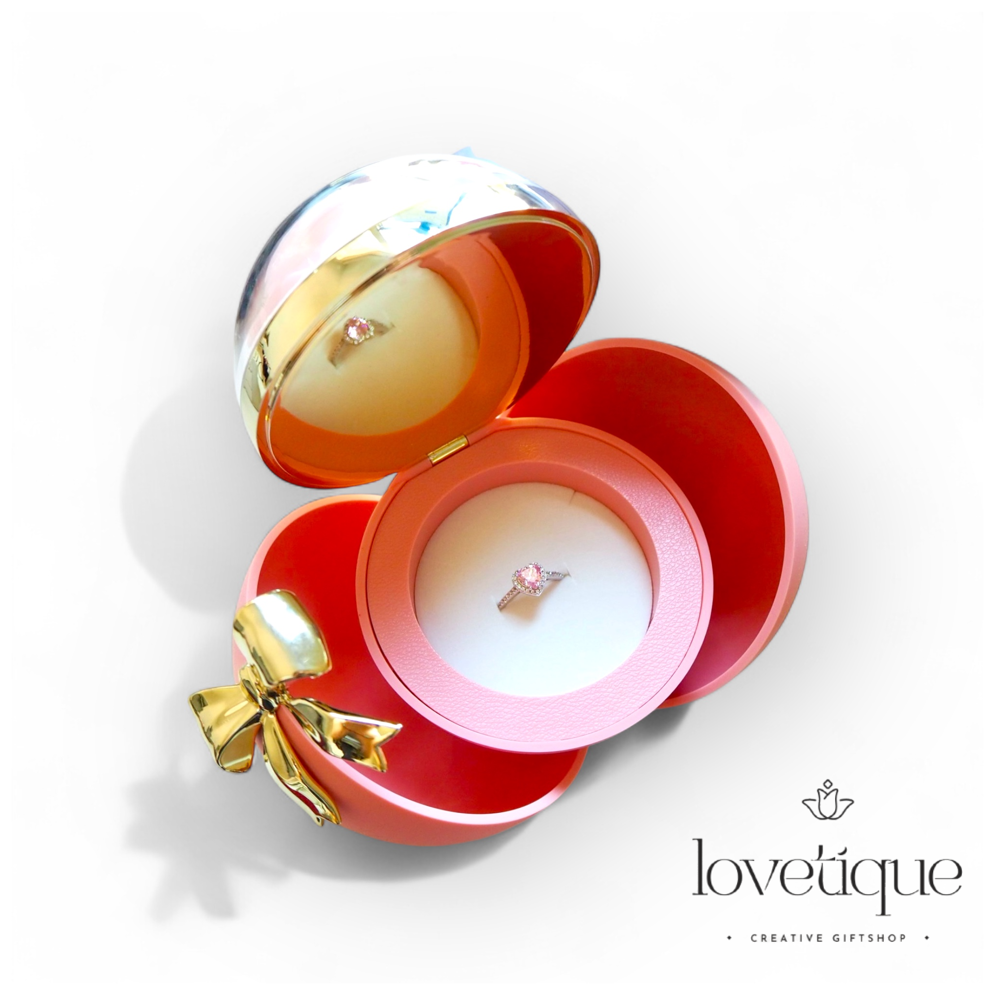 Round Eternal Rose Jewelry Gift Box With Heart Promise Ring