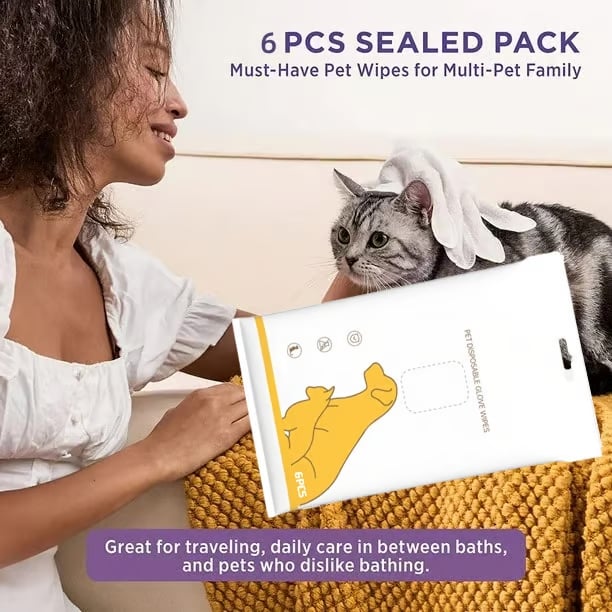 Deodorizing Pet Glove Wipes For Dogs（6Pcs）