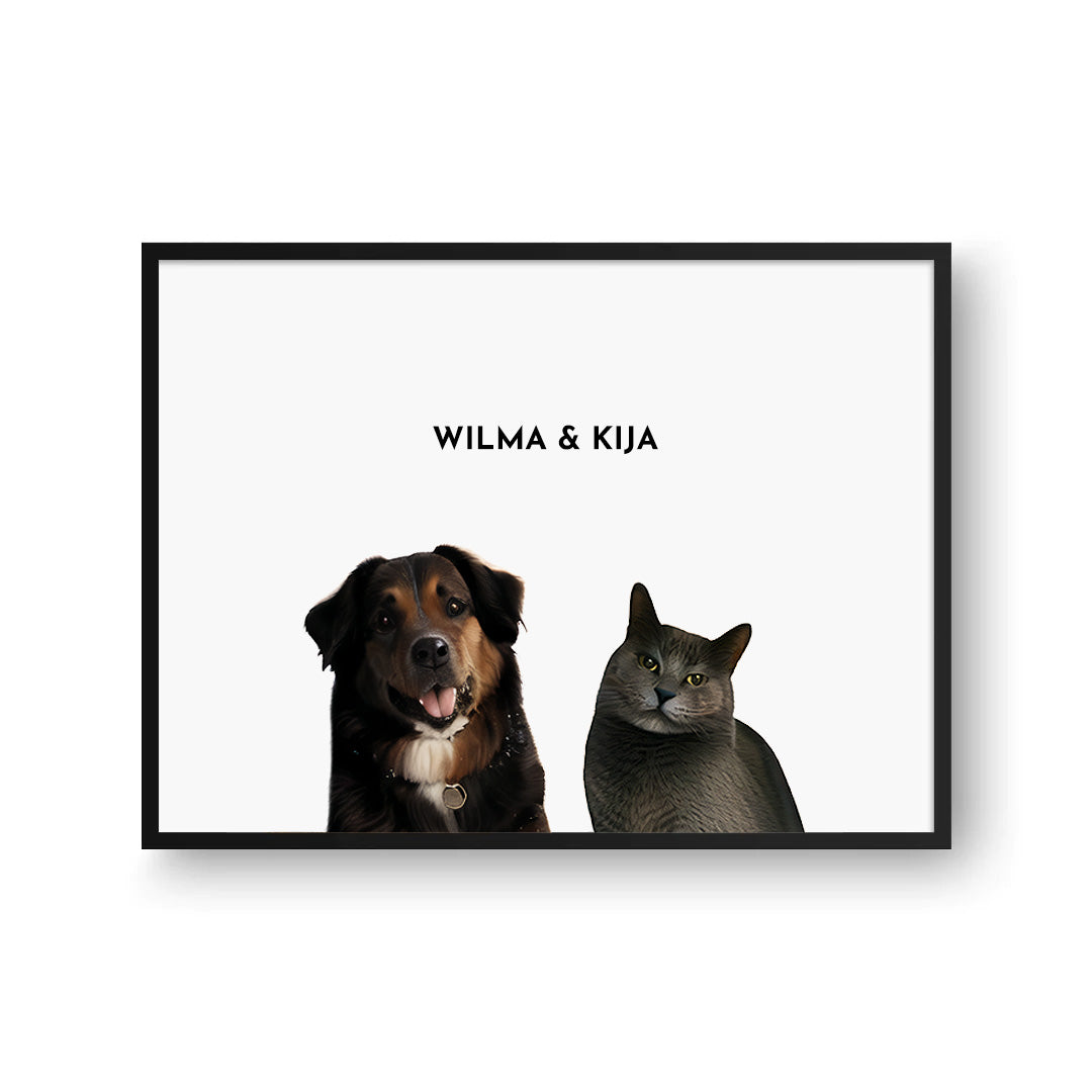 Double the Love: Custom Dual Pets Portrait