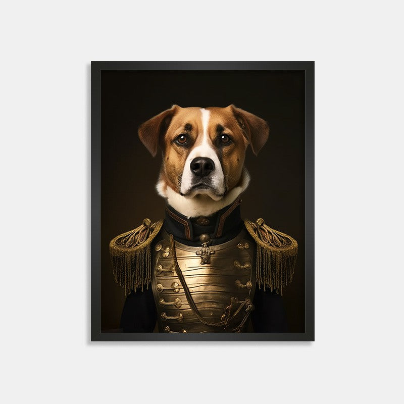 Golden Armor Glamour: Custom Pet Portrait Wearing Gilded Splendor