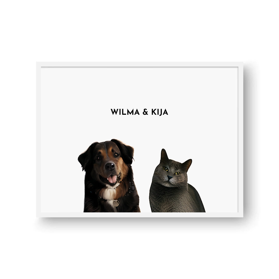 Double the Love: Custom Dual Pets Portrait