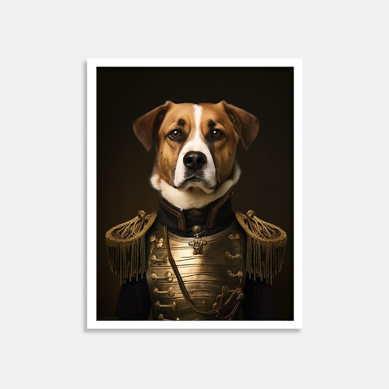 Golden Armor Glamour: Custom Pet Portrait Wearing Gilded Splendor