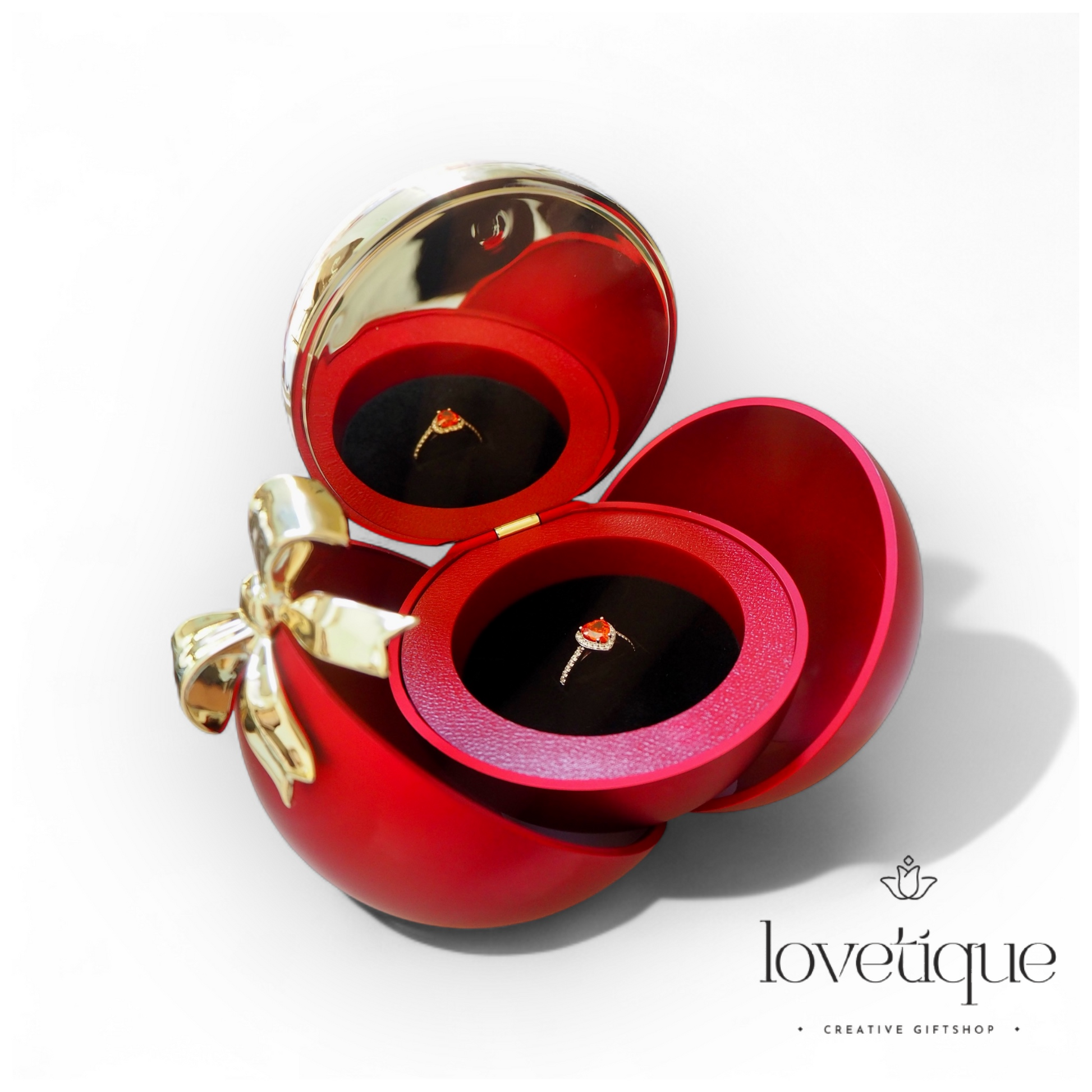 Round Eternal Rose Jewelry Gift Box With Heart Promise Ring