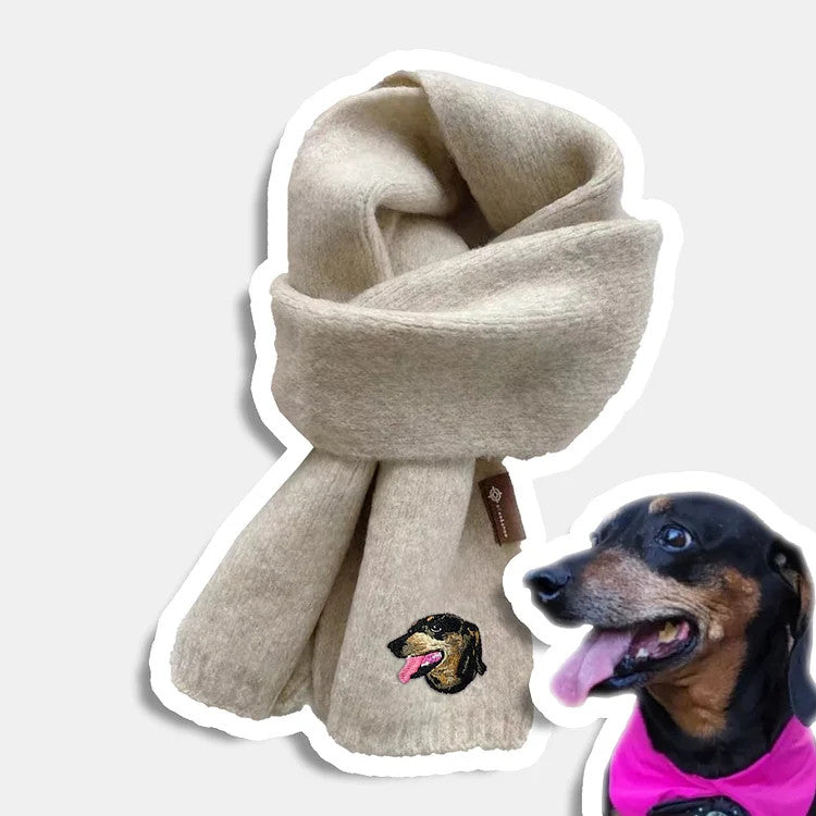 Custom Embroidered Any Pet Portrait Woven Scarf Christmas Gift for Pet Lovers