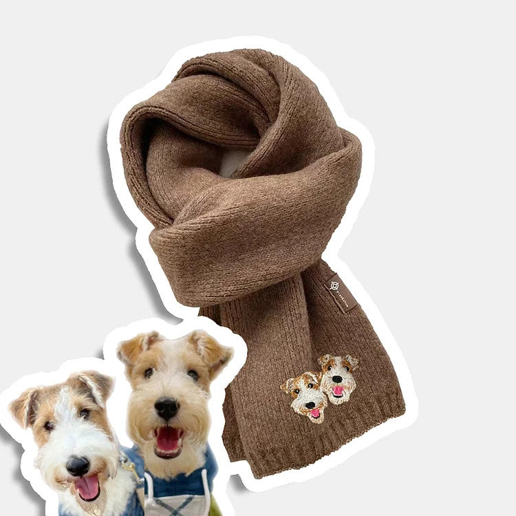 Custom Embroidered Any Pet Portrait Woven Scarf Christmas Gift for Pet Lovers