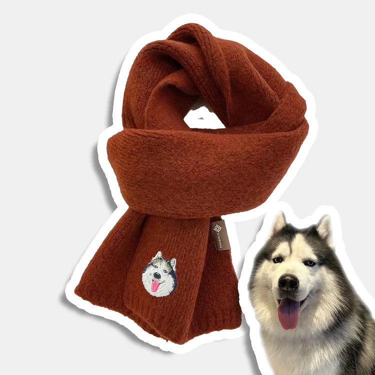 Custom Embroidered Any Pet Portrait Woven Scarf Christmas Gift for Pet Lovers